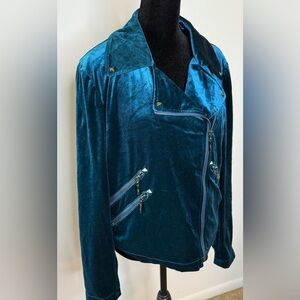 bagatelle Teal Velvet Moto Jacket NWT